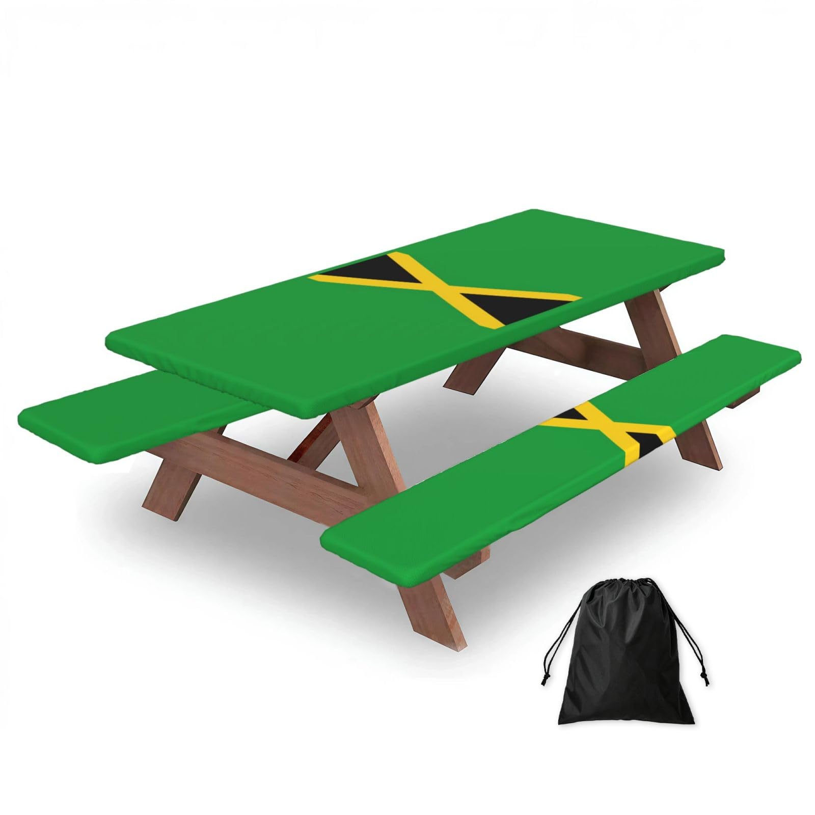 AYYQWE Jamaica Flag Print Picnic Table Bench Cover Outdoor Garden Party Decor Daily Accessory Gift