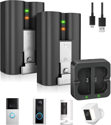 CYZYYLS Paquete de 2 baterías de repuesto de 6500 mAh compatibles con cámara de timbre de anillo 233plus4, batería de cámara Stick Up Cam y batería