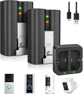 2pc 6500mAh Replacement Battery and Dual Charging Station,Compatible with Ring-Doorbell Camera 2/3/3plus/4,Spotlight Camera and Stick Up Camera,Rechargeable Upgraded Lithium-ion Batteries 3.65V Camera