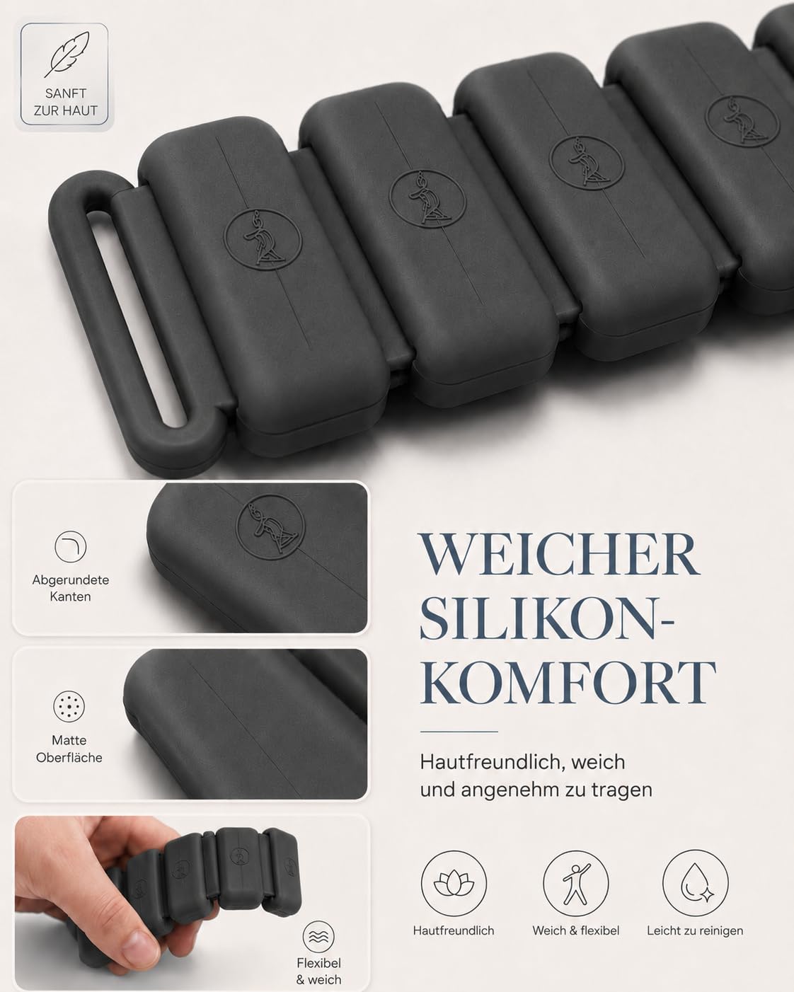 Gewichtsmanschetten 1kg, 2 Stück je 500g Verstellbar Silikon Handgelenkgewichte & Fußgewichte für Beine und Arme, Pilates Gewichte Armgewichte für Damen & Herren, Laufen, Yoga