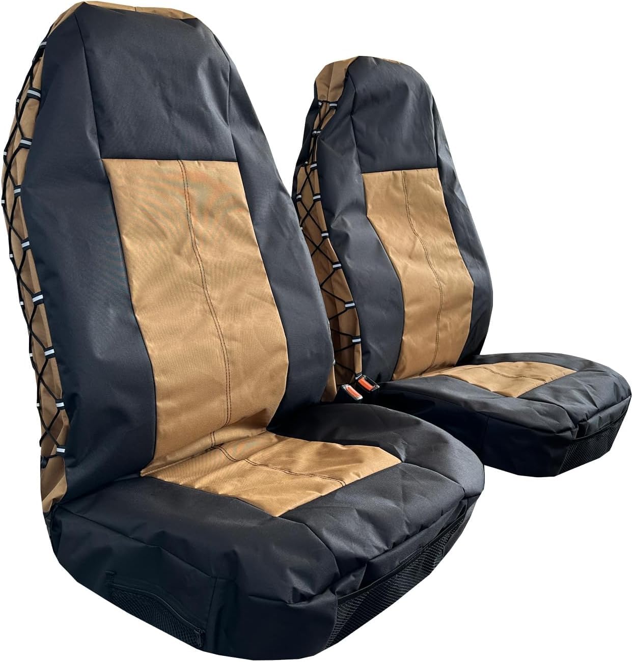 Paquete de 2 fundas tácticas de lona para asientos de coche, impermeables, universales, con múltiples bolsillos