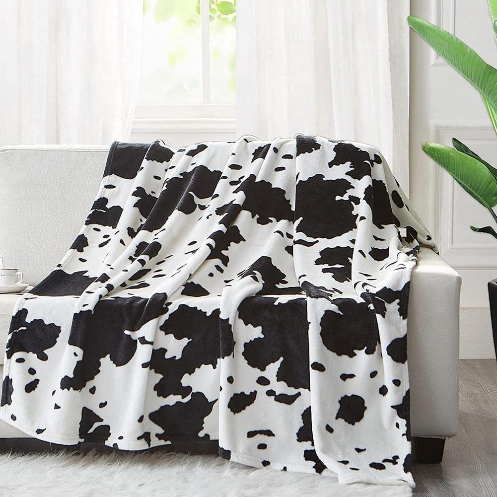 Coperta con stampa di mucca, in morbida flanella per divano, letto, in pile caldo e soffice per ufficio, coperta