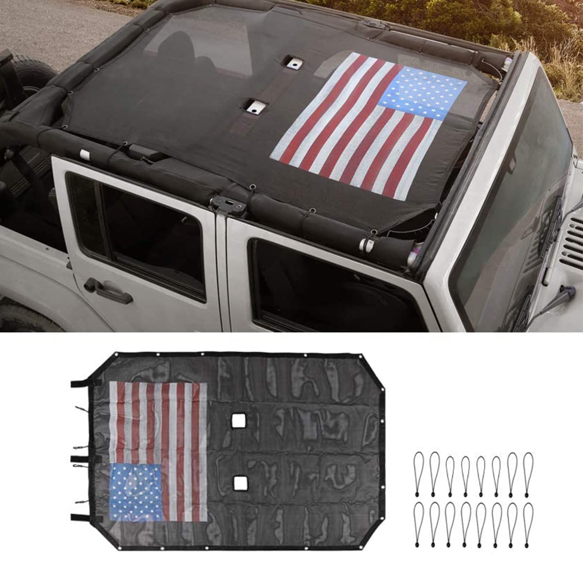 Pare-soleil Jeep Wrangler JK protection UV en maille de polyester durable pleine longueur