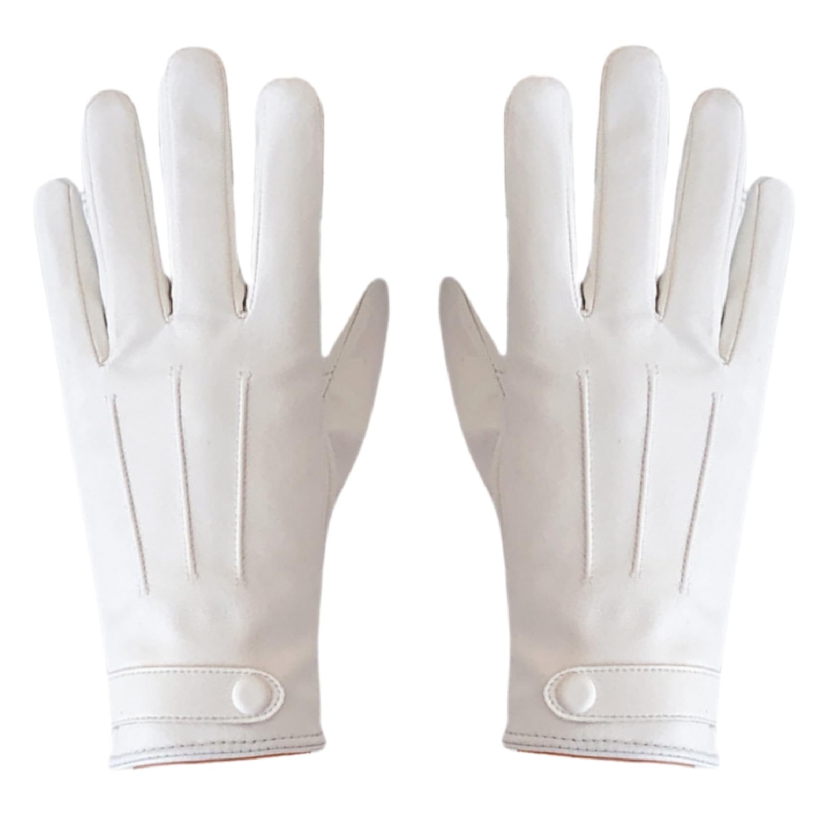 YISENJEE Womens Leather Gloves Women'S Winter Fleece-Lined Warm Touchscreen Windproof Pu Full Finger - White - Small Button