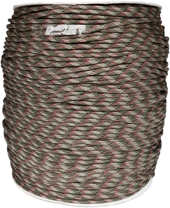 1000 Foot Spool 550 Paracord Parachute Cord Type III 4mm 7 Strand for Tent Camping Hiking Fishing Survival Tactical Clothesline DIY Projects (OD Green Camo)