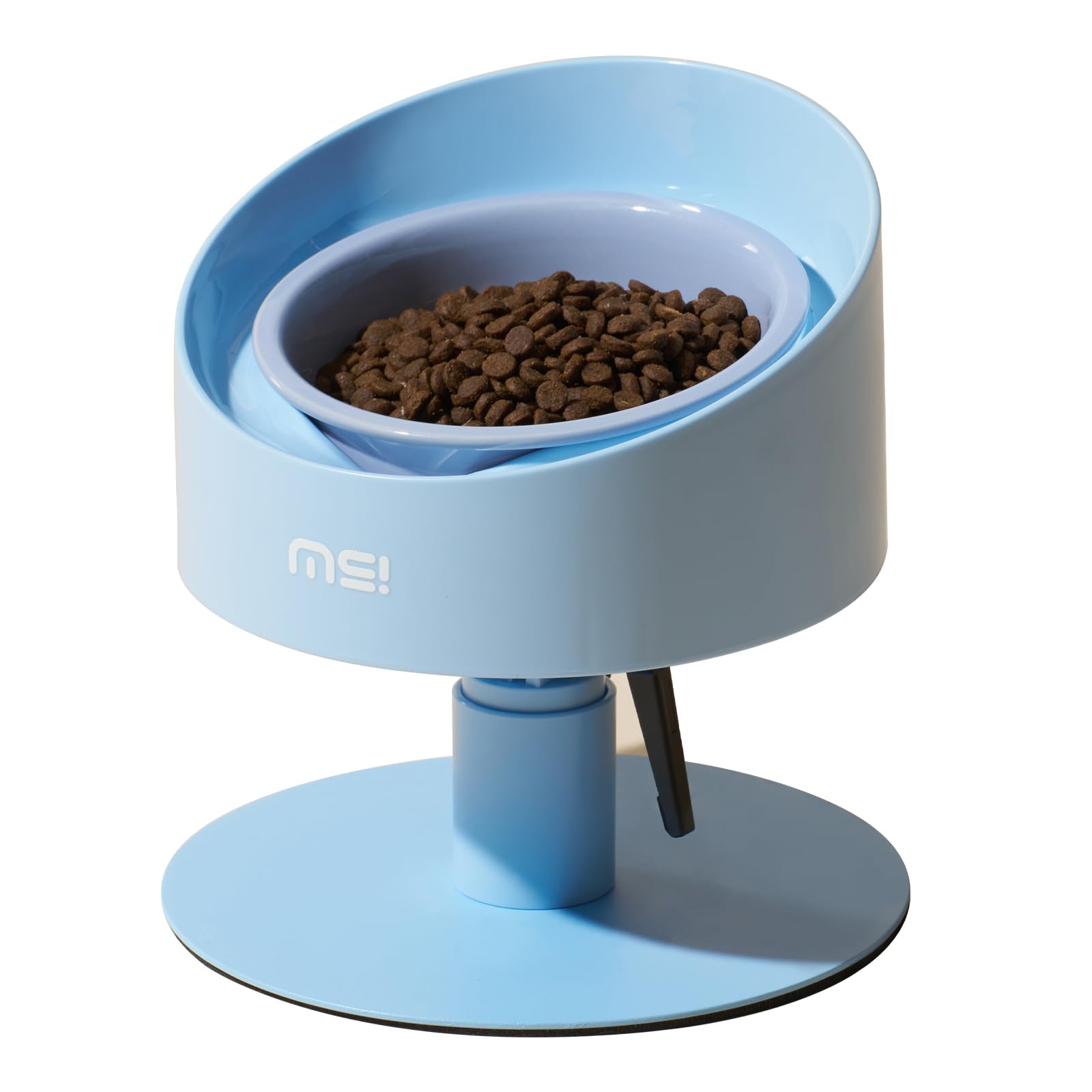MS!MAKE SURE Adjustable Raised Cat Bowls, Ceramic Elevated Cat Bowls, Pet Bowl with Anti - Slip Rubber Pad, Leak - Proof, Lead & Cadmium Free, Whisker