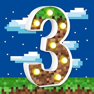 Pixel Light Up Numbers Led Pixel Light for Home Birthday Party Decoration, Game Theme Lighting Pixel Numbers Table Centerpiece for Gamer Room Decor Gaming Gift Birthday Light up Sign (Number 3