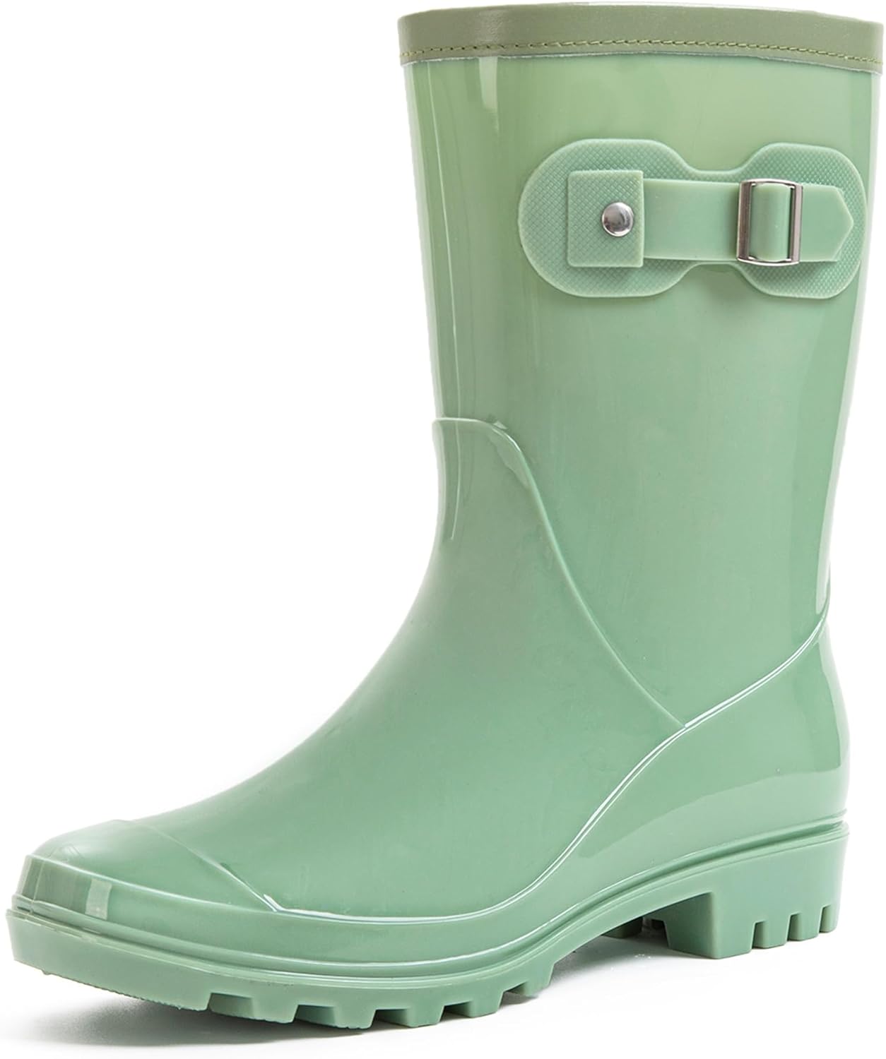 Women’s Mid Calf Rain Boots Waterproof Fashion Garden Shoes Anti-slipping Rainboots For Women Comfortable Insole Light Rain Shoes