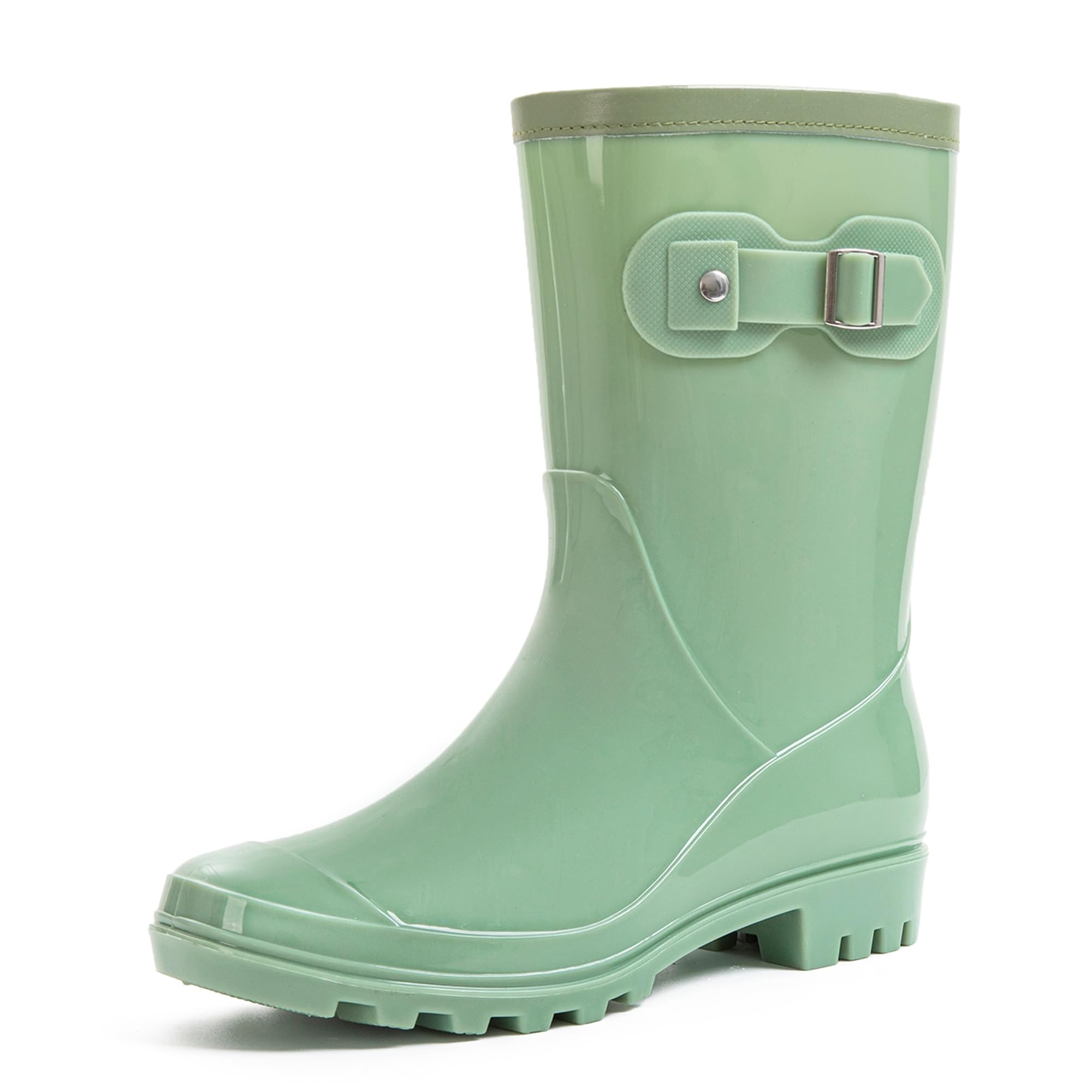 Womens Mid Calf Rain Boots Waterproof Fashion Garden Shoes Anti-slipping Rainboots For Women Comfortable Insole Light Rain Shoes