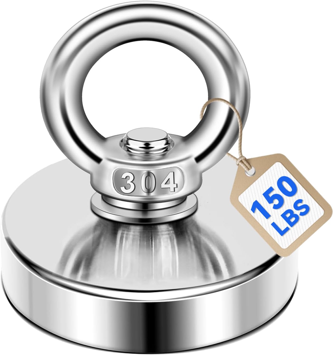 DIYMAG Strong Neodymium Fishing Magnets, 150 lbs(68 KG) Pulling Force Rare Earth Magnet with Countersunk Hole Eyebolt Diameter 1.41 inch(36 mm) for Retrieving in River and Magnetic Fishing…