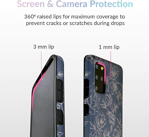 Velvet Caviar Funda compatible con Samsung Galaxy S20 Plus Flower Lindas fundas protectoras para teléfono para mujeres y niñas negro rosa dorado