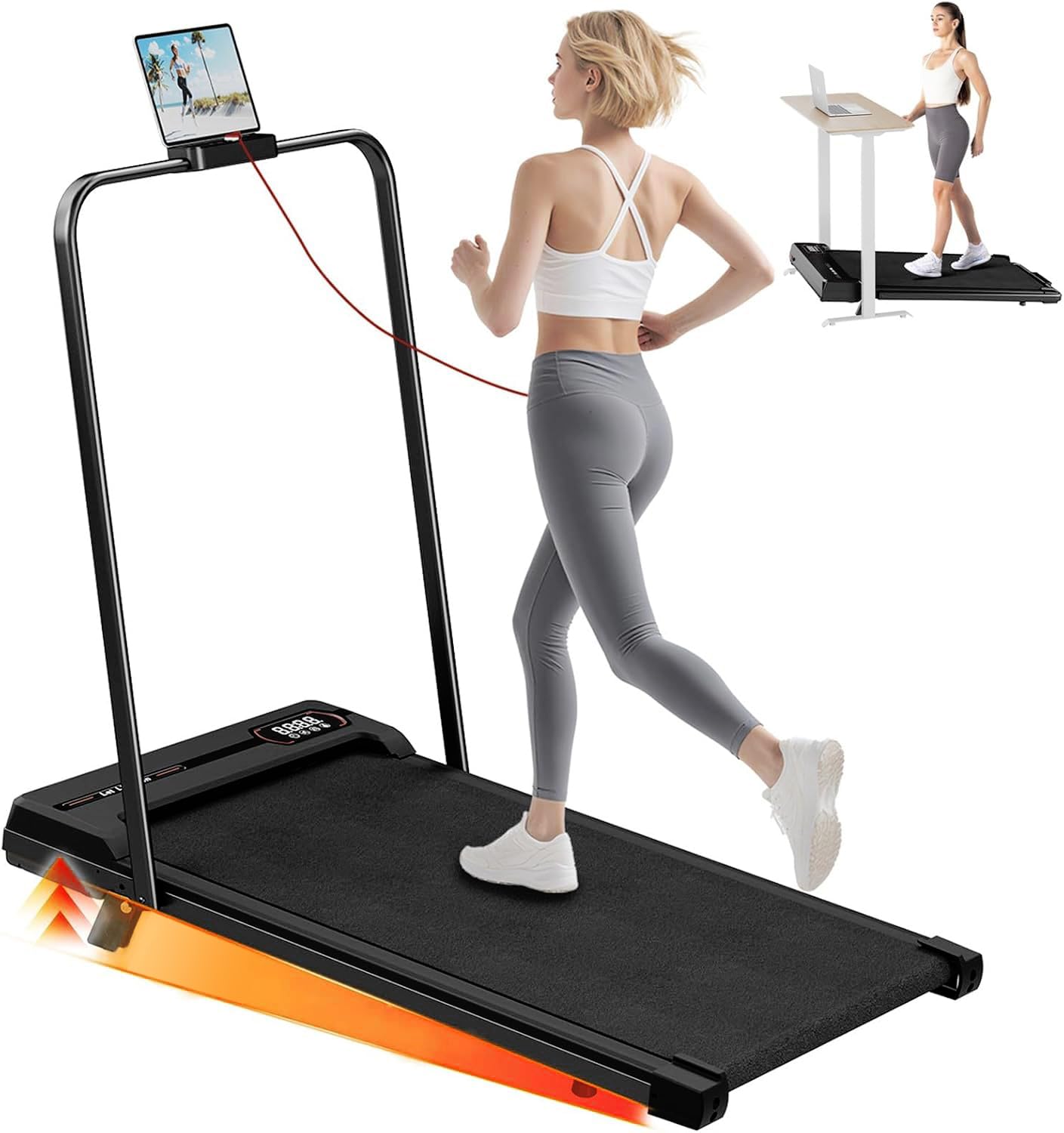 Walking Pad with Incline, 3 in 1 Treadmills for Home Foldable, 2.5HP Folding Treadmill Under Desk with Remote Control & LED Display for Home/Office Cardio Fitness Exercise (Black)