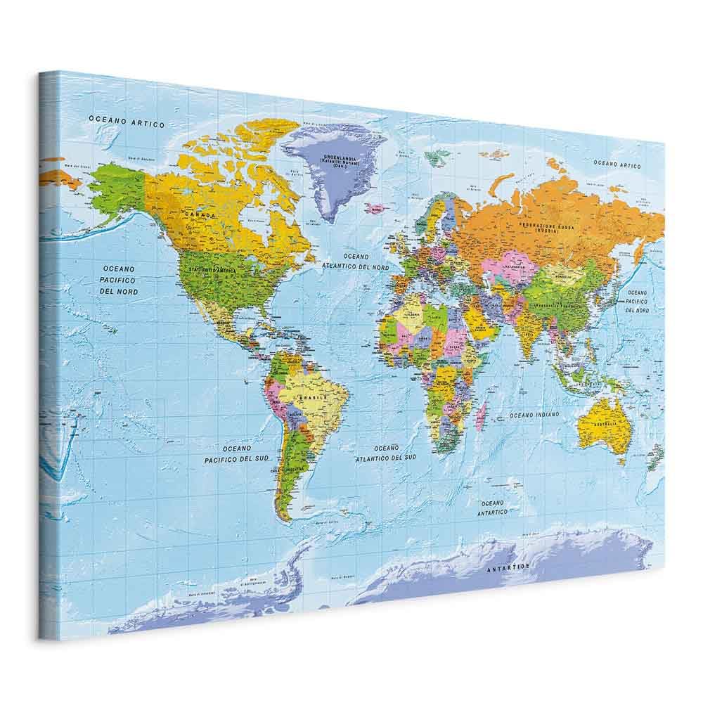 murando - Quadro Terra 120x80 cm 1 Pezzo - Stampa su Tela Canvas con Struttura - Quadri Moderni Soggiorno Grandi - Murale Arte Decorazioni da Parete Immagini Decori - Mappamondo Italiano k-A-0458-b-a
