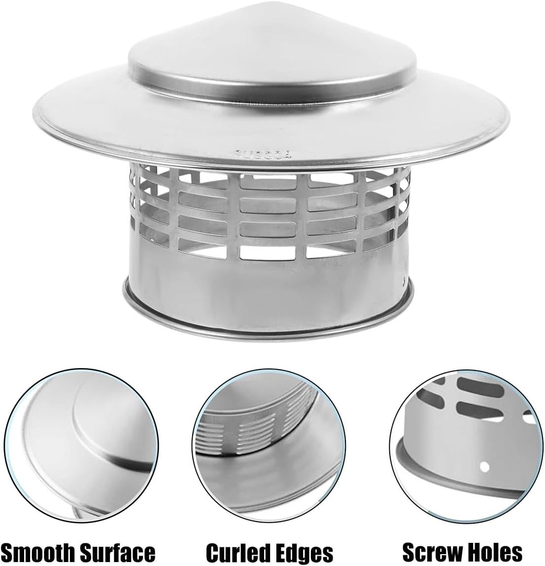 Stainless Steel Rainproof Chimney Cap, Roof Rain Wood Stove Pipe Cover， Guard Outside Topper, Rain Cap for All-Round Chimney, for Exterior Fireplace Flue Furnace Vent(300mm/11.8in)