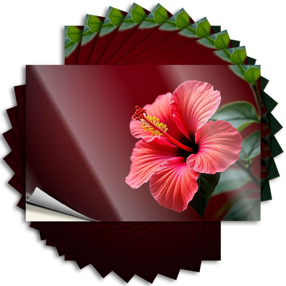 Decal Retro Space Waterproof - A Vibrant Red Hibiscus Flower Blooms Against A Dark Background. Door Self Adhesive Decal for Teacher Use(6X9CM)
