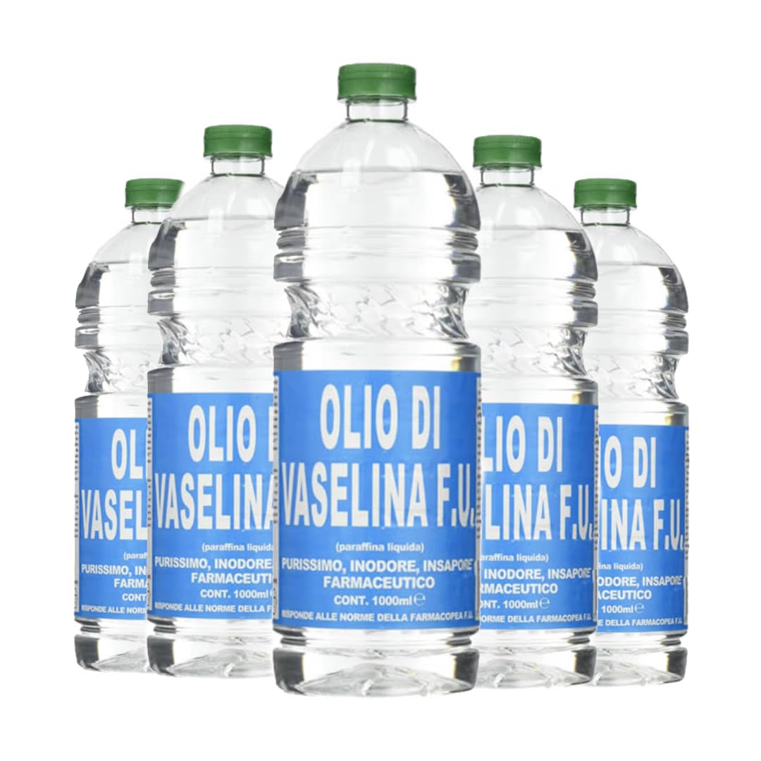 Olio di vaselina vaselina enologico farmaceutico F.U. 5 Litri - USO DOMESTICO E PROFESSIONALE - 5 confezioni da 1L
