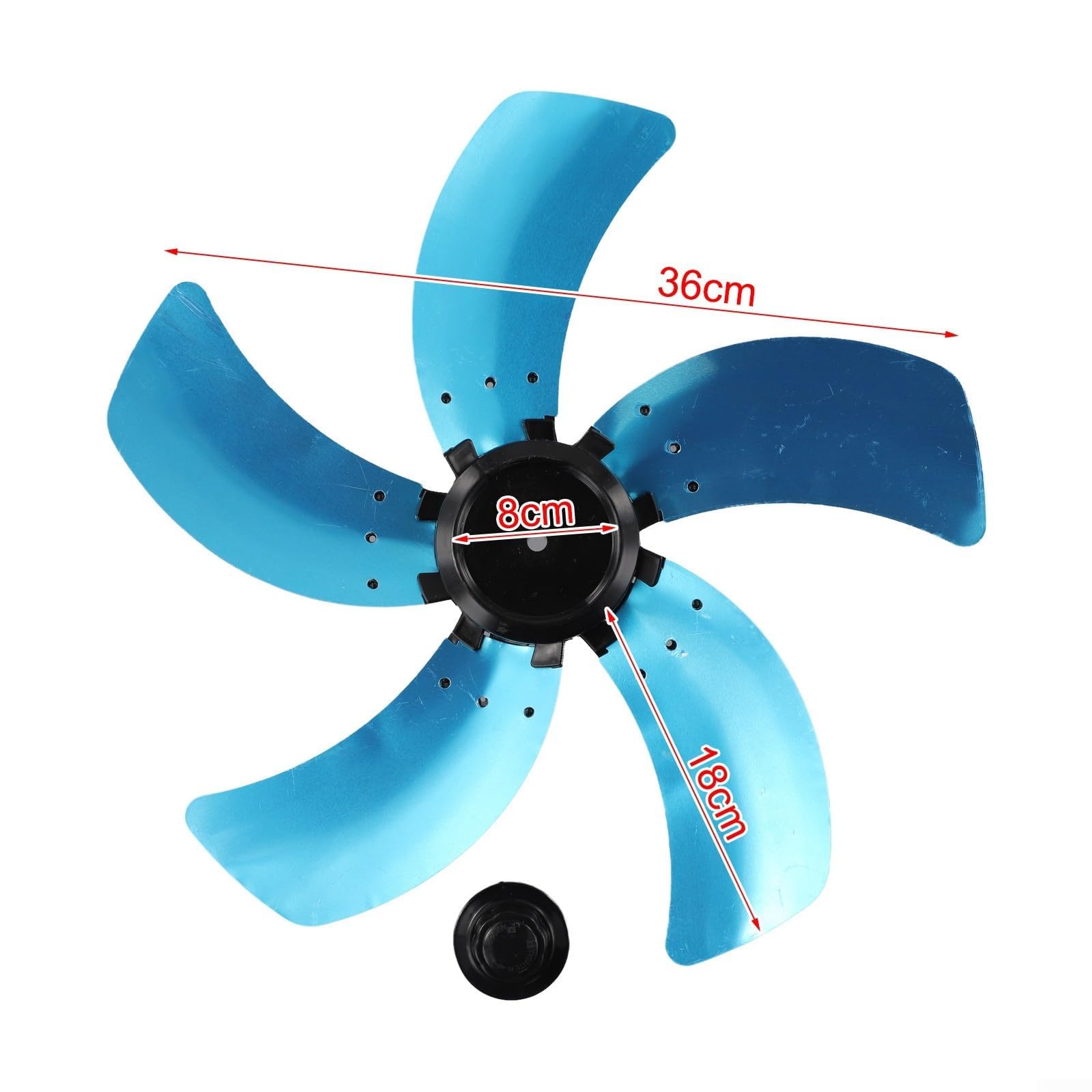 Aspas de Ventilador de plástico de Repuesto, Piezas de Repuesto Aluminio 5 Cuchillas for Ventiladores Mesa Derechos con Base Cubierta Tuerca 16 Pulgadas