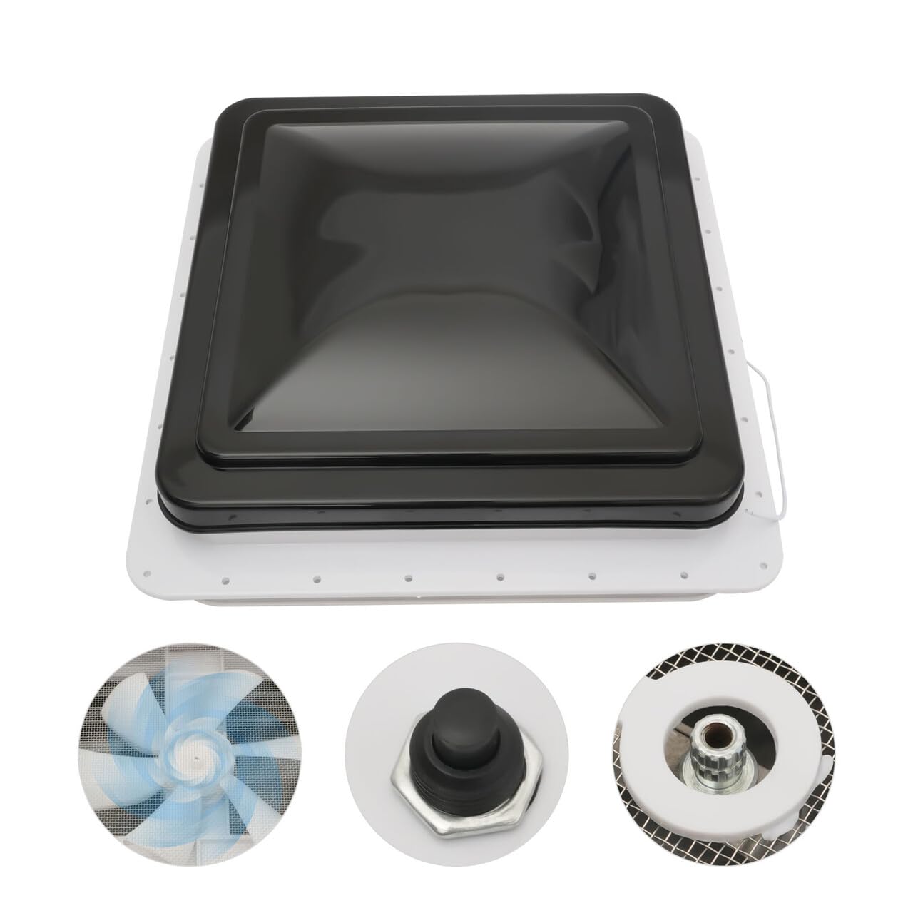 Campana de techo para ventana de techo, para caravanas, todas las funciones, longitud ajustable, protección solar, protección contra el calor, para caravana con ventilador, transparente, o incluye