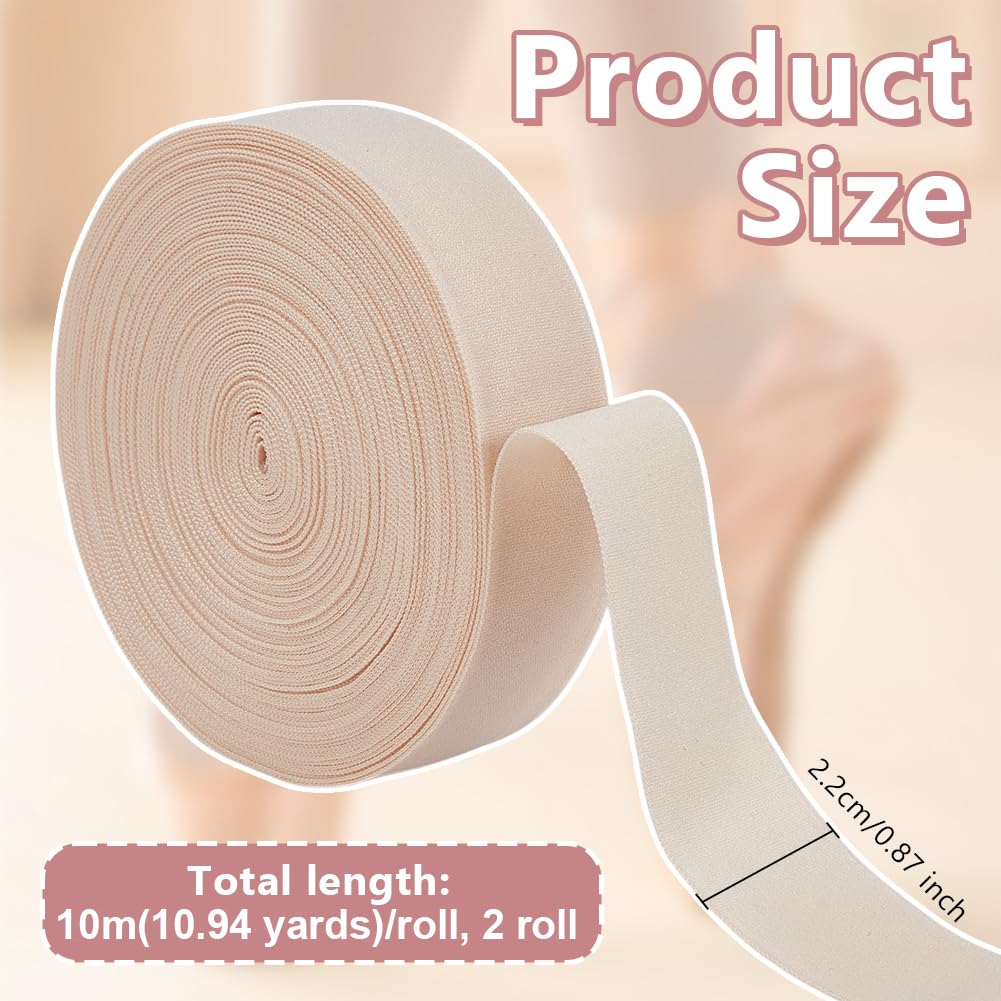OLYCRAFT 20 m Ballet elástico Punta zapato 22 mm Satén Stretch Cinta Rodillo