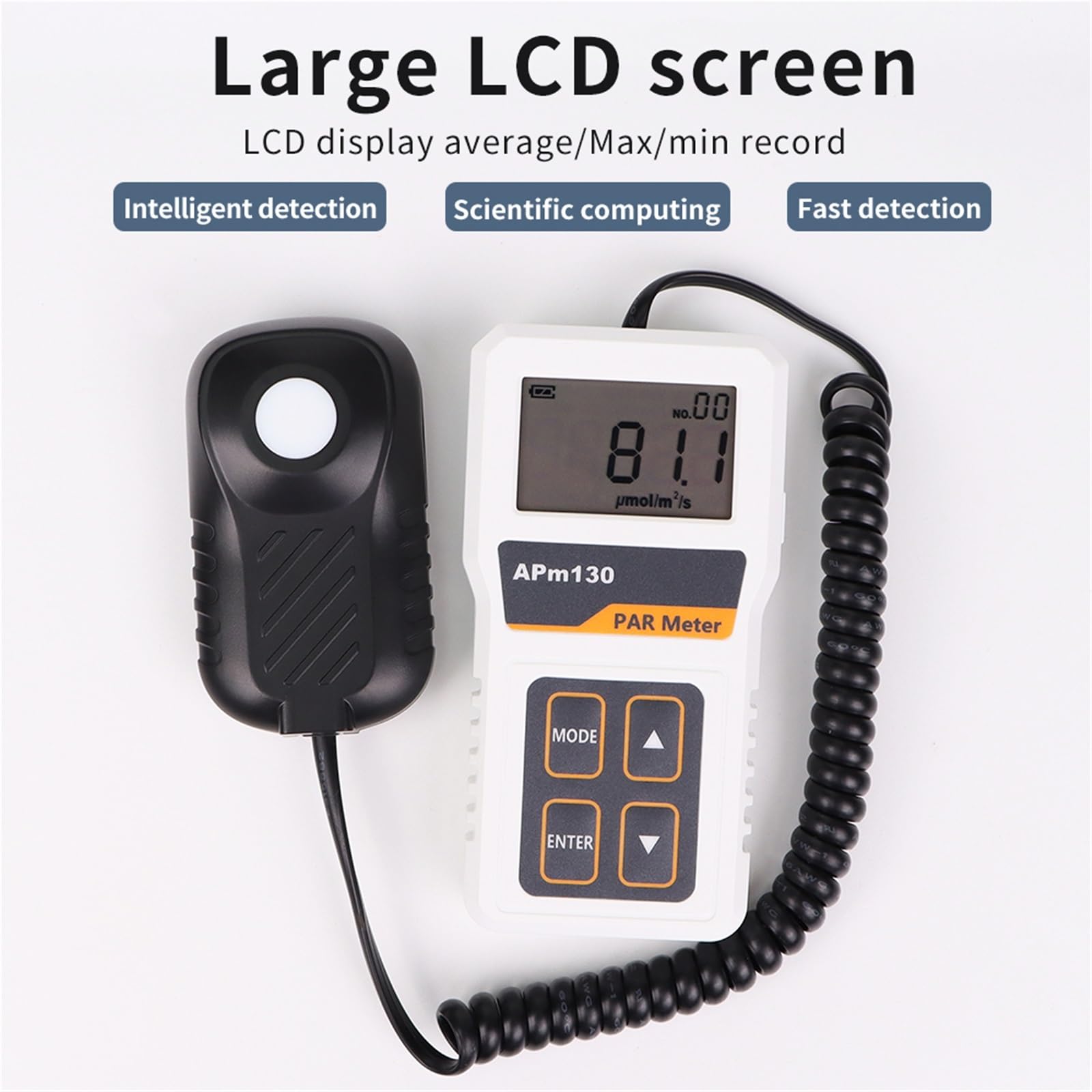 Luxmeter, APM130 PAR Meter Hochpräziser Lichtintensitätstester Digitales Lichtenergiemessrät PPFD-Messung for Pflanzenwächshäuser