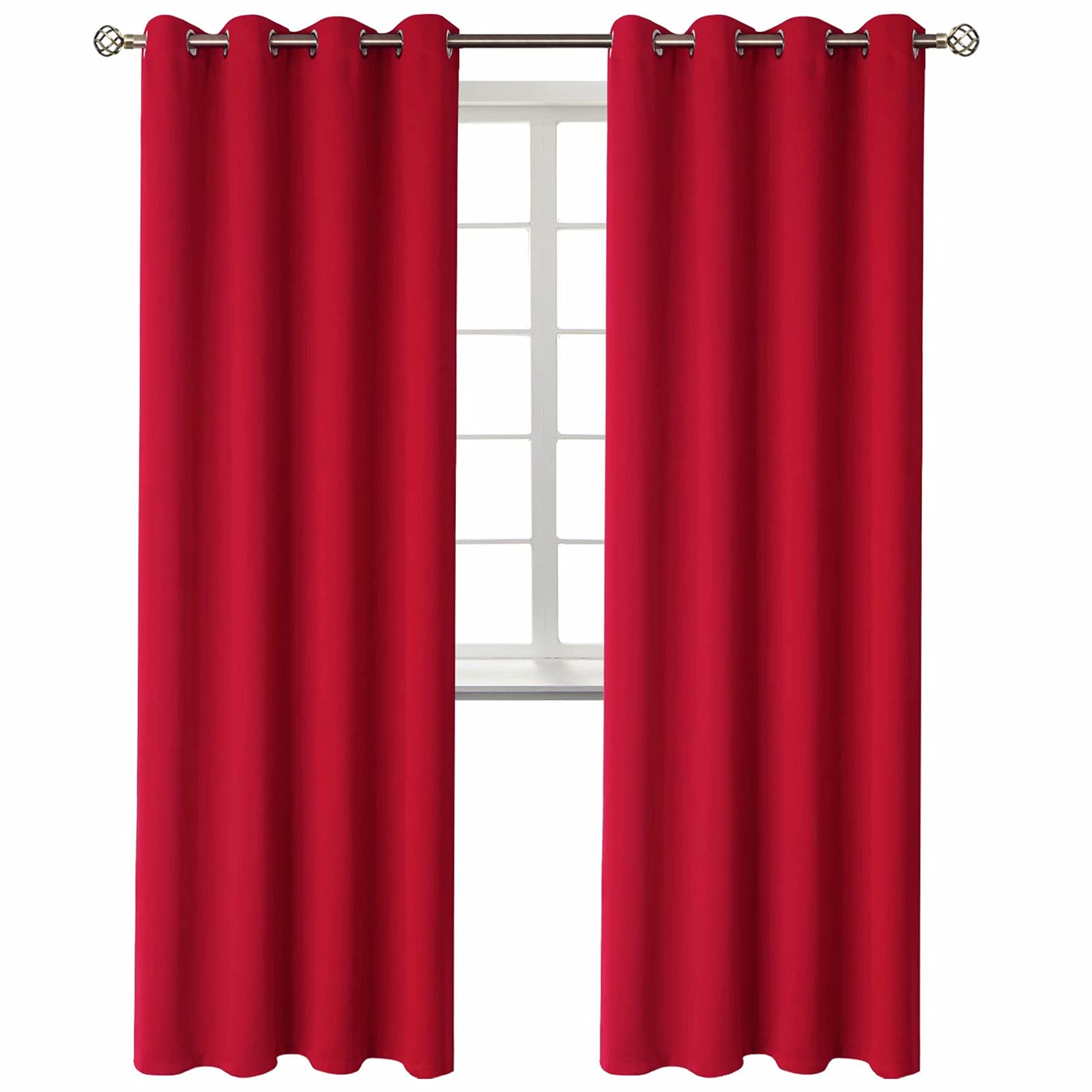 BGment Christmas Room Darkening Curtains 84 Inches Long - Grommet Thermal Insulated Drapes Window Treatment Curtains for Bedroom, 2 Panels, 52 x 84 Inch, Red