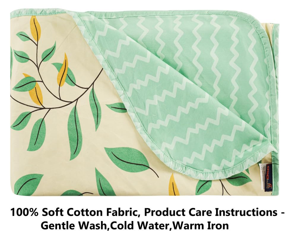 Image of HOMEKART Super Soft Cotton Printed Single |AC Blanket| Quilt /Duvet for Single Bed (90 x 60 inches) |Lightweight, Durable & Skin Friendly - 250 GSM |Single - 150x220 cms, Green & Beige