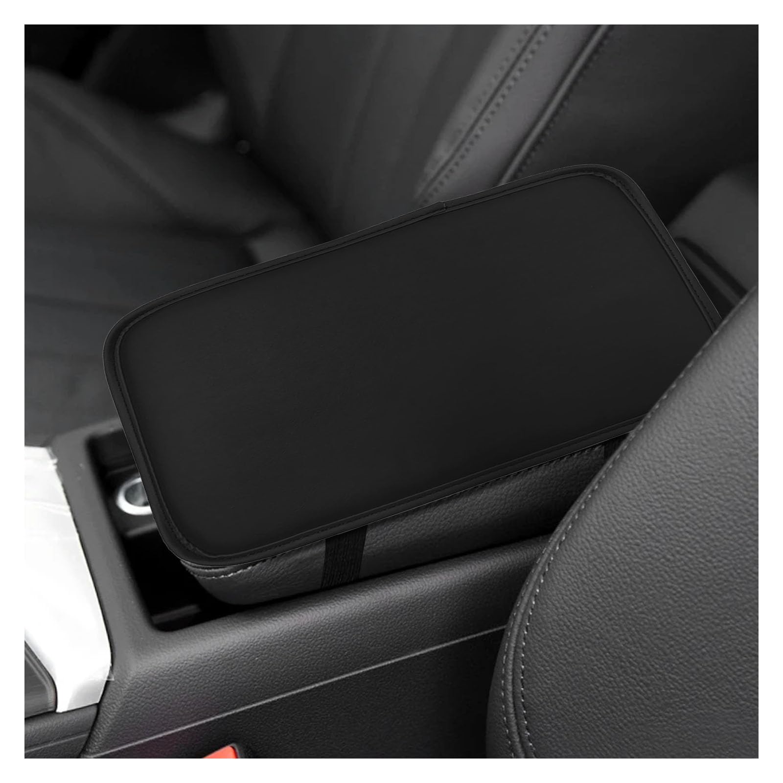Augeny Car Center Console Pad, Glossy Leather Auto Armrest Cover Protector, Waterproof Car Armrest Seat Box Cover, Universal Vehicle Interior Accessories for Car SUV Truck (Black)