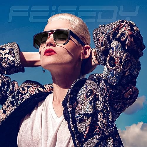 FEISEDY Men Women Sunglasses Aviator, Square 70s Frame, Vintage Retro Trendy UV400 Sun Glasses B23982
