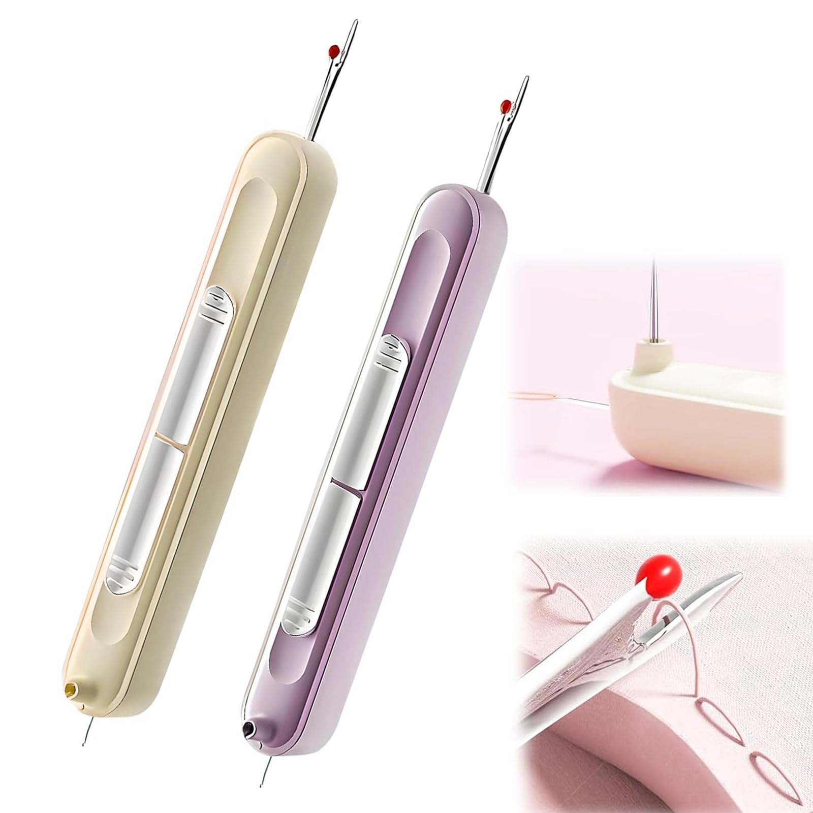 2 in 1 Needle Threader Seam Ripper 2 PCS,2-in-1 Needle Threader & Seam Ripper Tool 2 in 1,Needle Threader and Seam Ripper,Sewing Needle Threader Tool for Sewing Enthusiasts,Purple + White