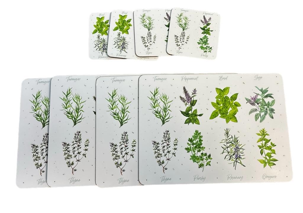 Tamersgifts Herb Garden Placemat And Coaster Set Sets Of 4 Placemats With 4 Matching Coasters (Herb Garden Placemat And Coaster Set)