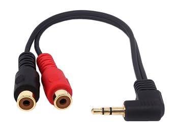 3.5mm to 2RCA Adapter Cable, 8 Inch Gold Plated 90 Degree Right-Angled 1/8" TRS Stereo Male to Dual RCA Female Y Splitter Adapter Cable3.5M/2RCAF