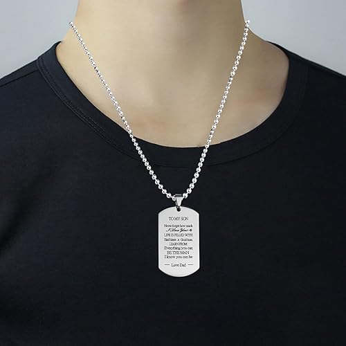 Miniatura 6 de To My Son Dog Tag Military Stainless Steel Pendant Necklace gifts for Men Teen boys,Birthday Graduation Christmas Gifts to Son from Dad Mom