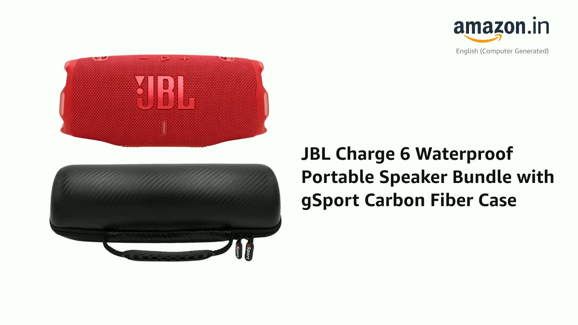 JBL Charge 6 Waterproof Portable Speaker Bundle with gSport Carbon