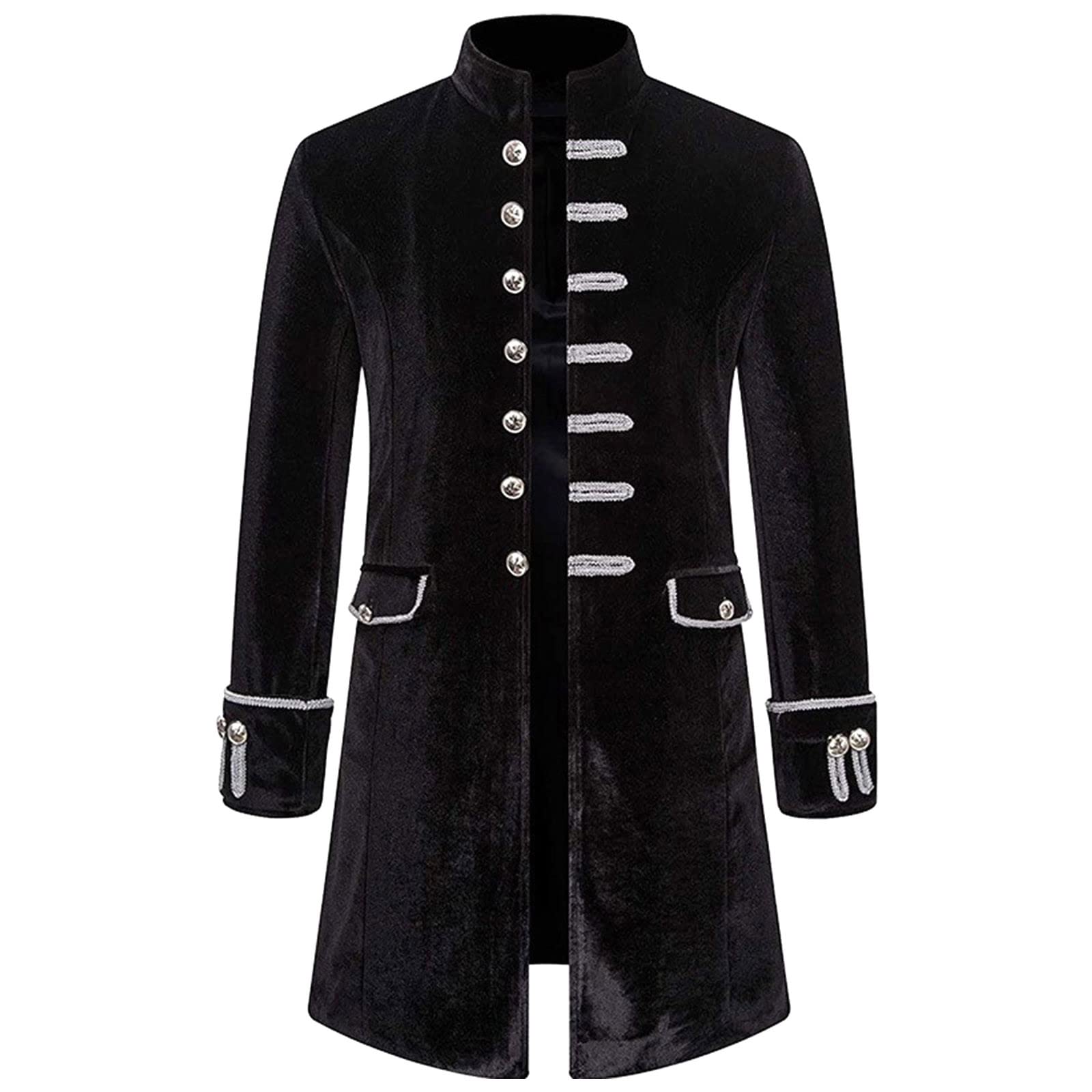 Men Medieval Steampunk Jacket Coats Gothic Frock Coat Uniform Halloween Party Cosplay Costumes Mock Neck Coat
