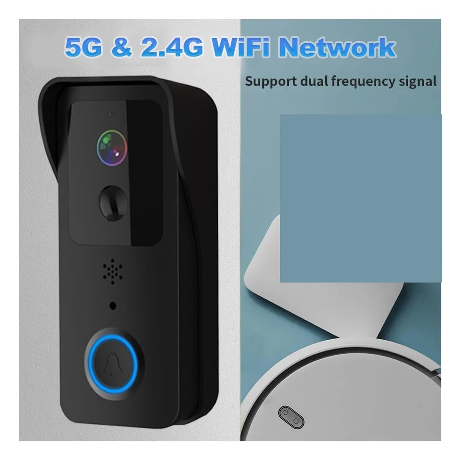 Campanello video intelligente, Videocitofono WiFi 1080P Smart Outdoor Wireless Interfono Telecamera Impermeabile Campanello Suoneria per casa intelligente(Black)
