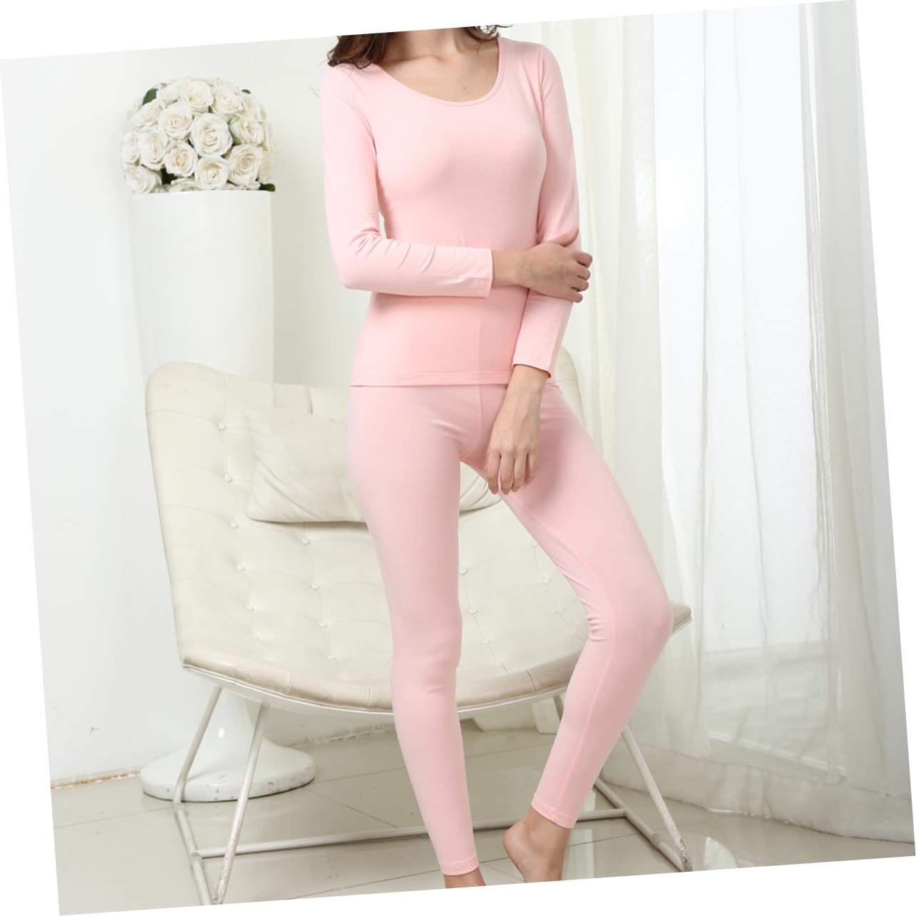 CALLARON Conjunto Térmico Mujer 2 Piezas Algodón Suave Ropa Interior Invierno para Casa