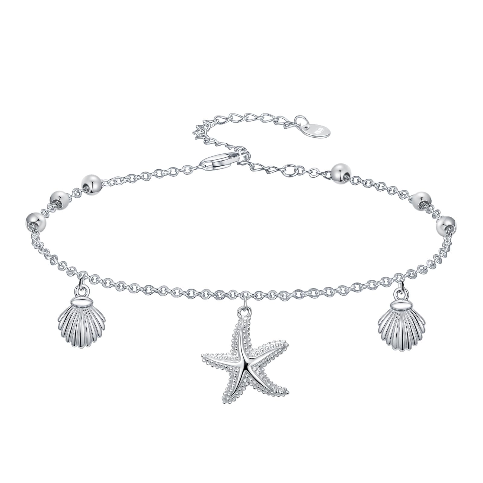925 Sterling Silver Layered Ankle Bracelets for Women Jewelry Gifts