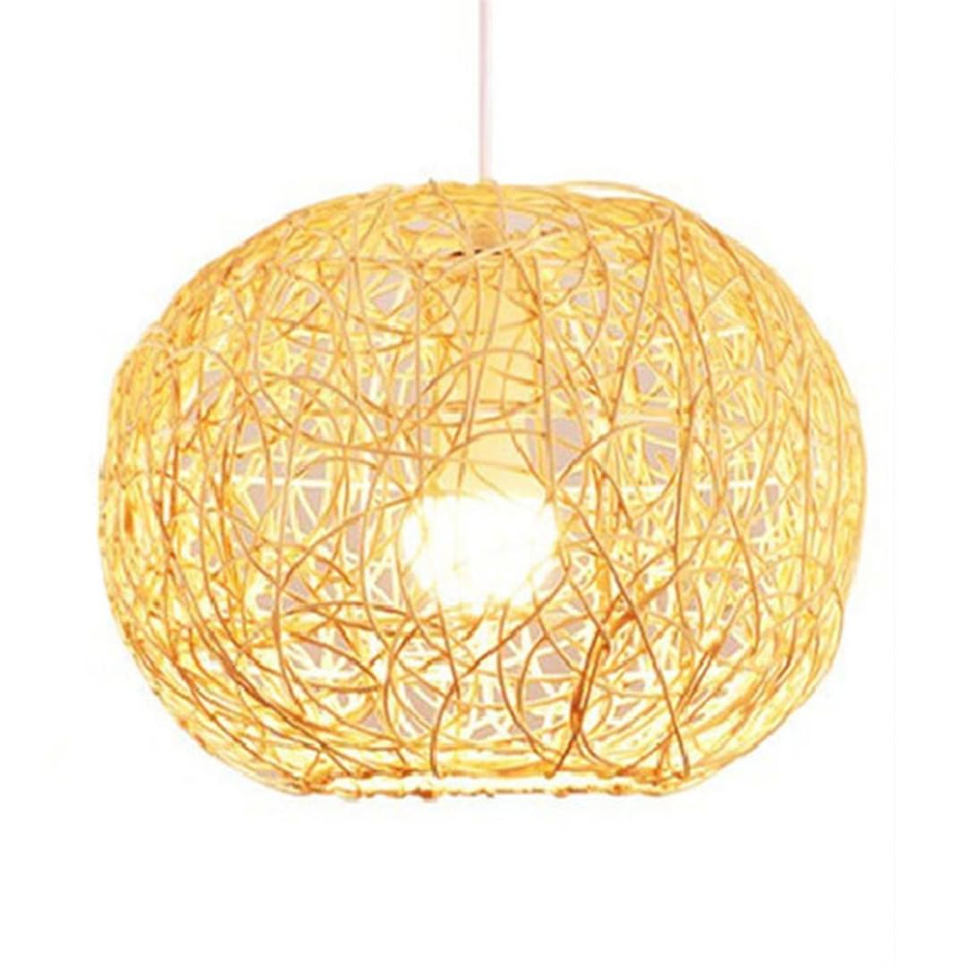 Lámpara de ratán artesanal de 35cm con acabado japonés retro para sala de estar