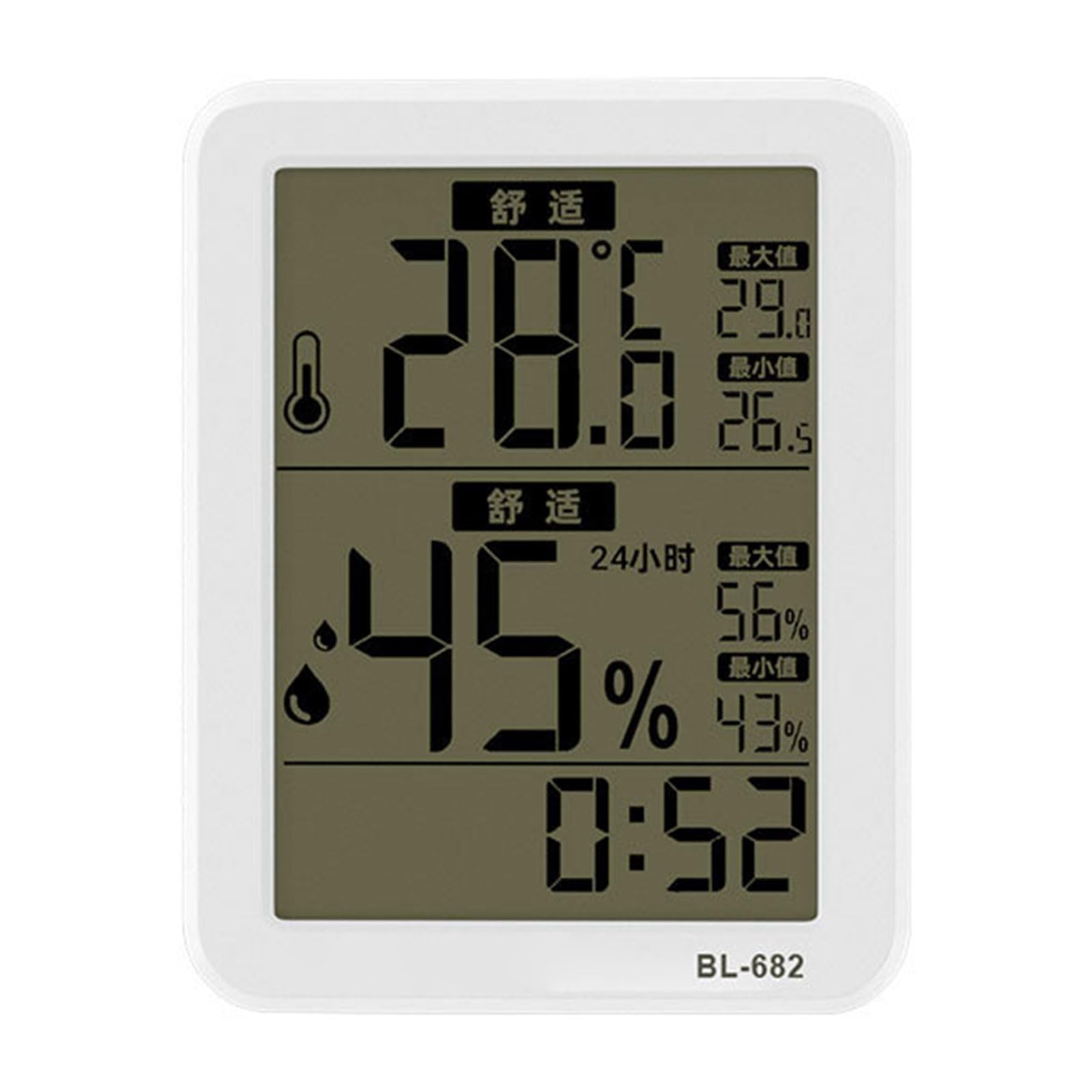 Tsophreniq Temperature Humidity Meter Clock with 12 / 24H Time Format for Home Offices Electric Digital Hygrometer Humidity Meter for Home Use Battery Powered Temperature Clock Digital Hygrometer