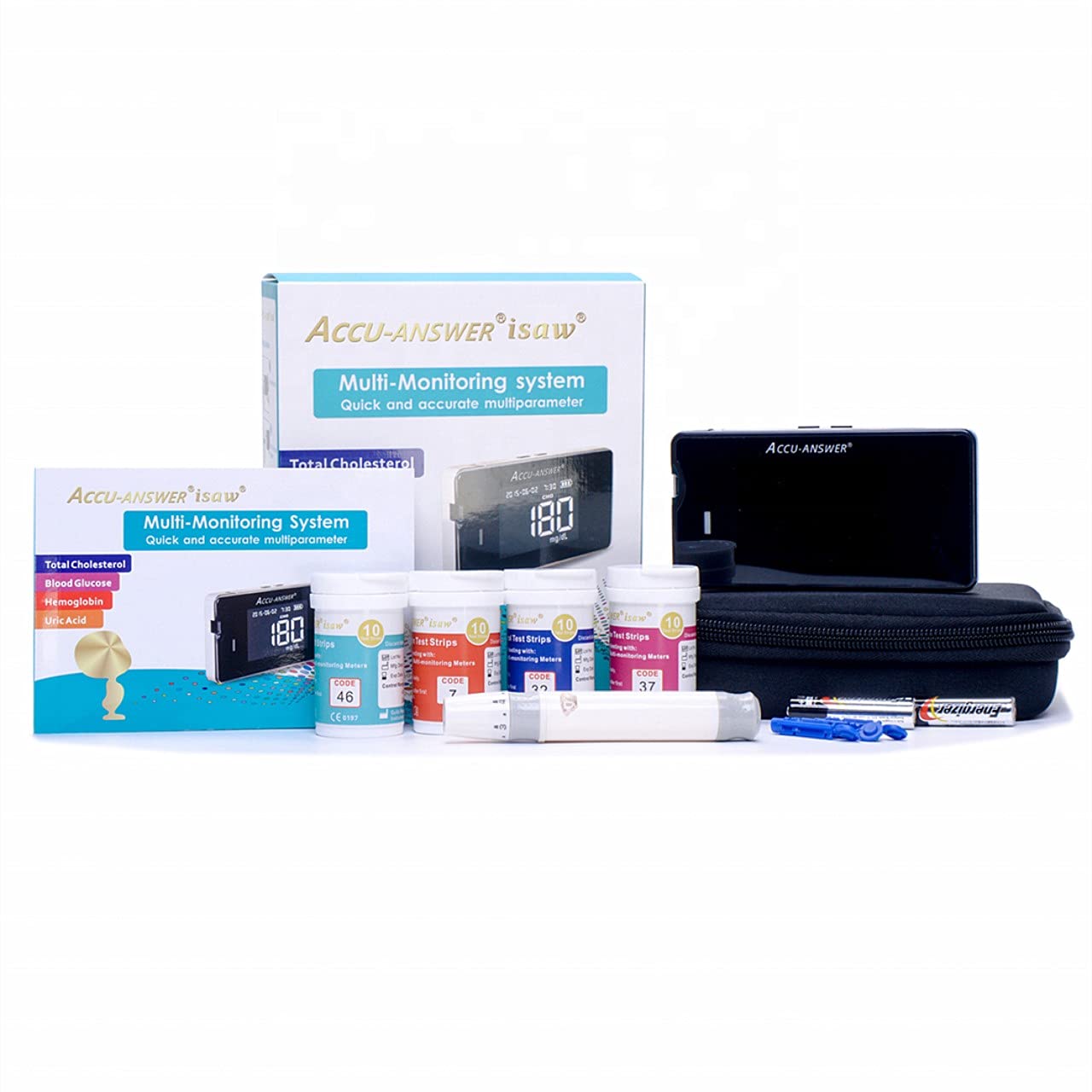 Blood Cholesterol Monitor Kit 4 in 1 Meter System Accu Answer isaw