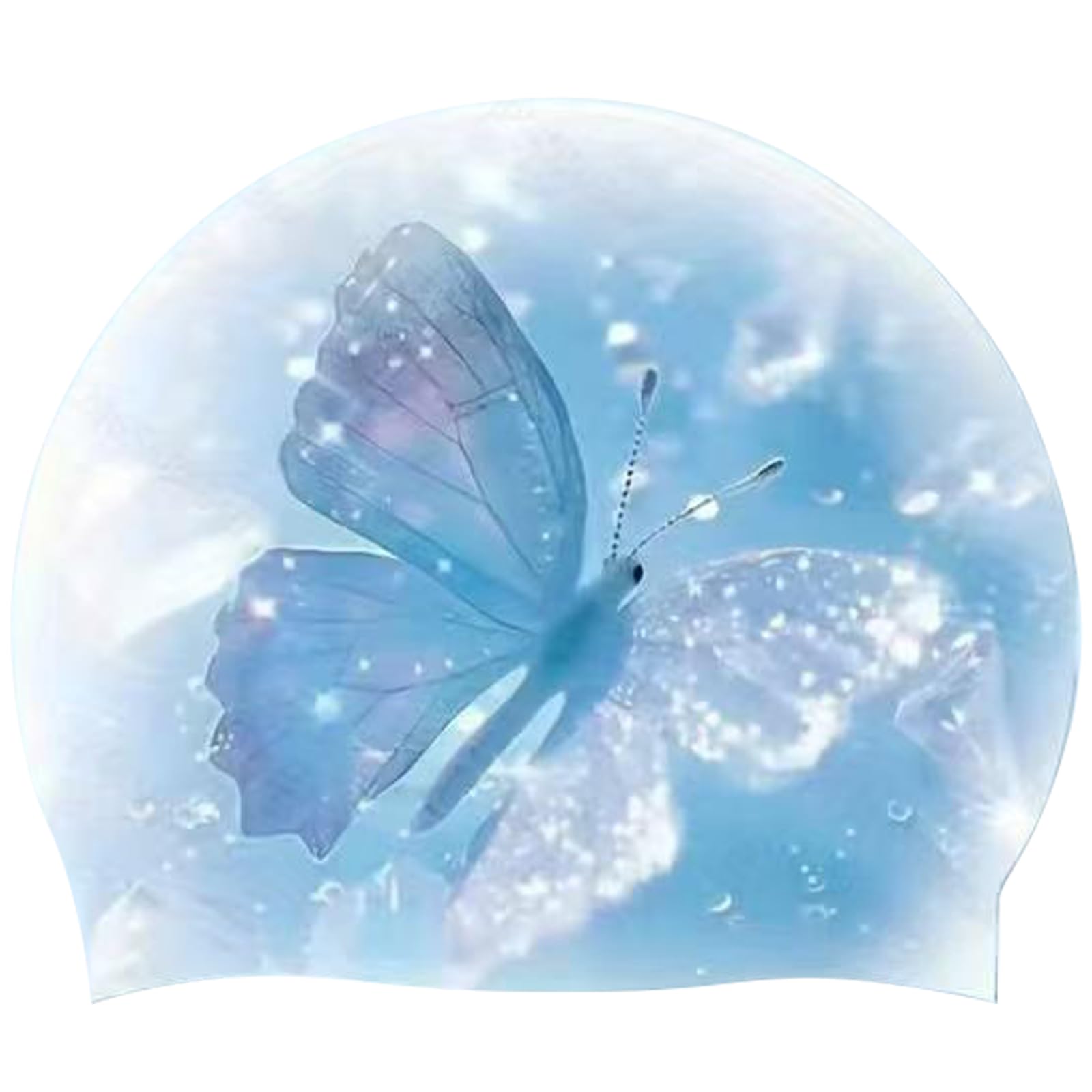 Silicone Swim Cap, Shuiqiuqian Colorful and Comfortable Swimming Cap for Women & Men, Waterproof for Training Pool & Beach, Assorted Colors Available (Ice butterfly)