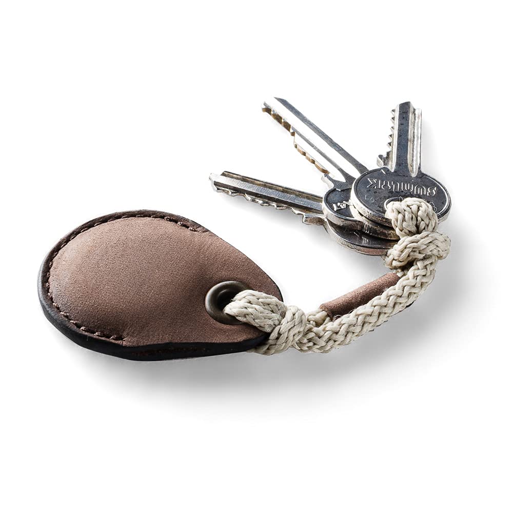 Crazy Horse Craft Porta AirTag de Cuero/Estuche/Llavero/Funda/Soporte, Wood Brown, Cuero italiano de curtido vegetal, vintage bolso de encanto, para Air Tag, rastreador GPS de equipaje, Crazy Horse Craft