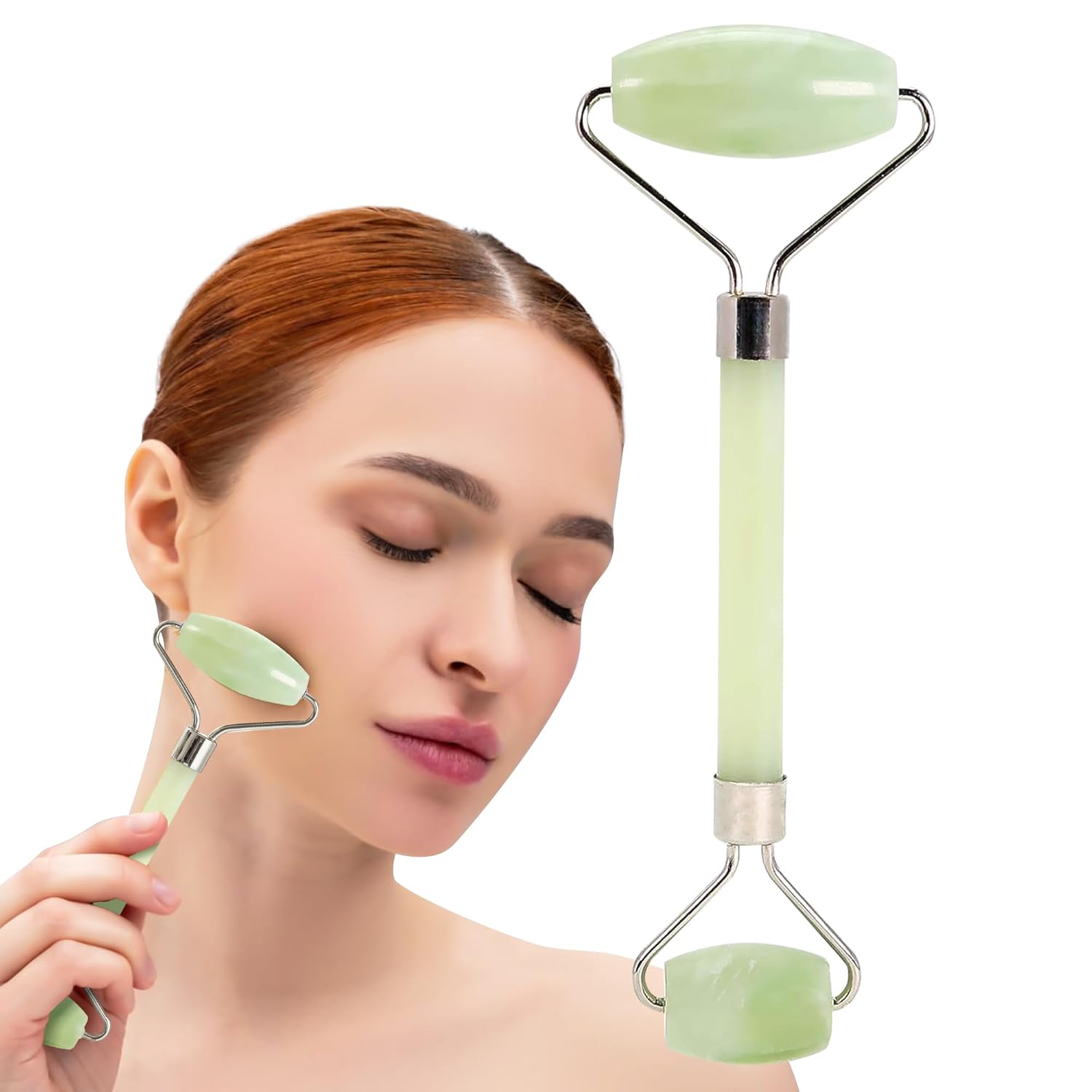 Jade Roller - Face Roller - Gua Sha Facial Tools Jade Rollers for Face Skin Care Kit for