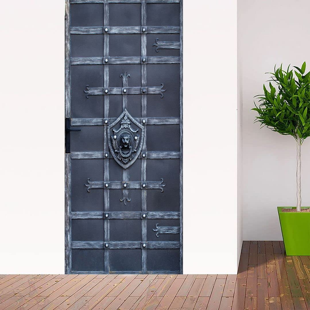 Kreepo Door Sticker Wallpaper Wrought Iron Metal Gate Design Self