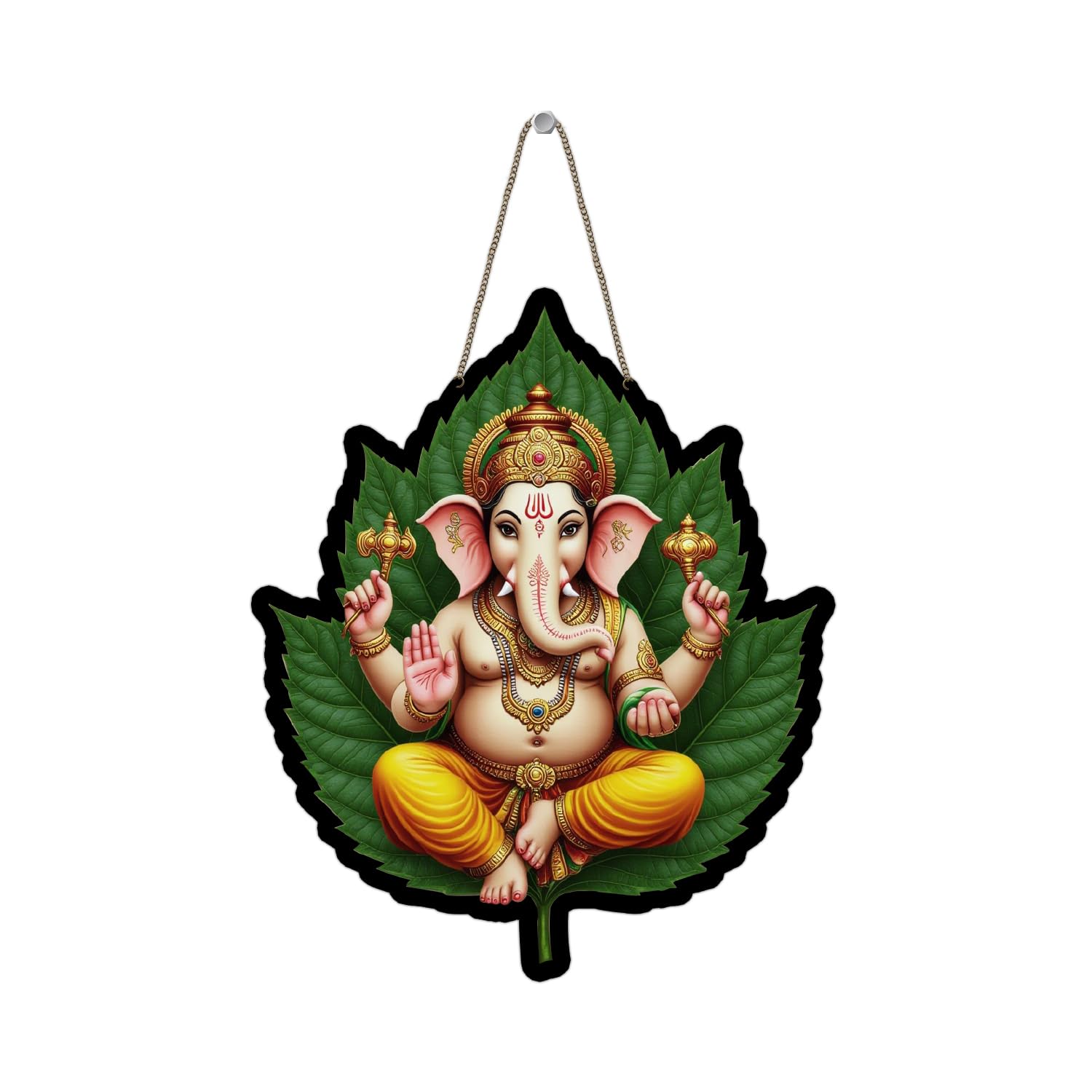 GIFTMEBAZAR Lord Ganesha Wooden Wall Hanging | Spiritual Wall Art For Home Office & Pooja Room Decor | Ganpati Decorative Item For Living Room | Religious Wall Hanging