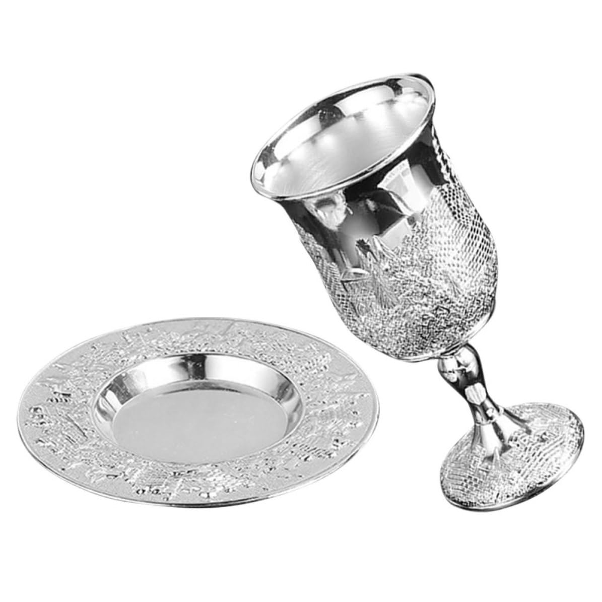 Yardwe Copa Kiddush de Aleación de Zinc con Diseño Elegante, para Ceremonias de Pascua y Mesas de Bodas