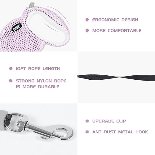 Miniatura 6 de eing Correa retráctil para perro, correa para caminar para mascotas con mango antideslizante, cinta de nailon fuerte, sin enredos de 360, adecuada