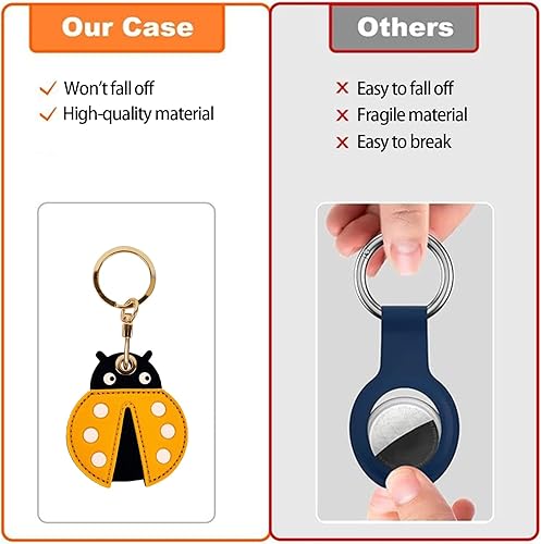 Miniatura 7 de Funda de cuero para llavero compatible con Apple AirTag, GPS Airtag llavero rastreador con llavero, funda protectora antiarañazos para llaves,