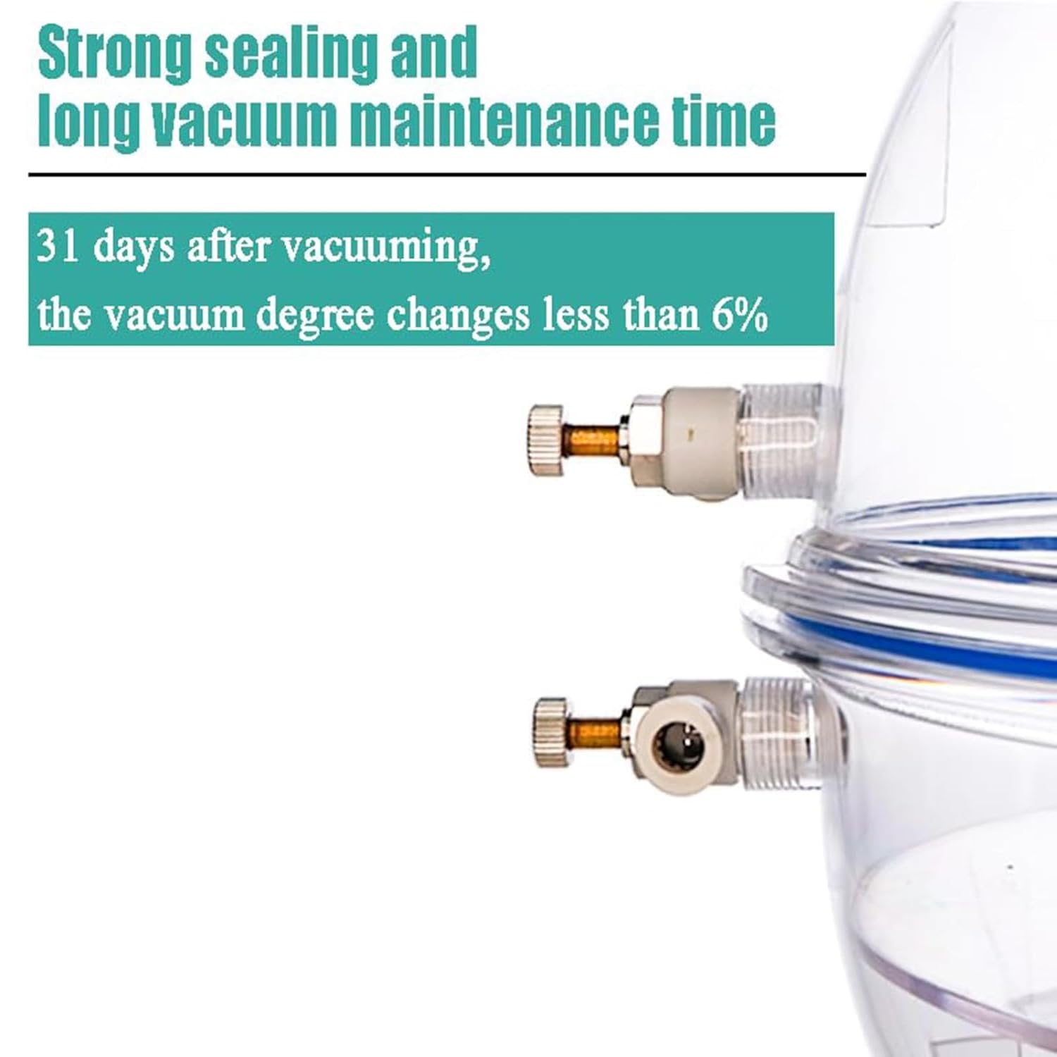 Secador De Vacío De Plástico Transparente, Desecador De Vacío De Laboratorio De 250 Mm/300 Mm, con Válvula De Vacío Doble, Manómetro De Vacío De Presión Negativa, para 250mm