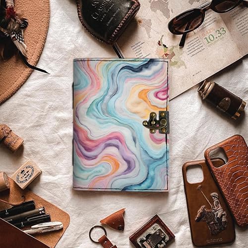 Image of DI-KRAFT Customize Diary with Name with Beautiful UV Prints | Customized Leather Writing Diary Unruled White Paper Journal Personal Notepad Sheets Daily Planner for Gifting (Pattern 1)